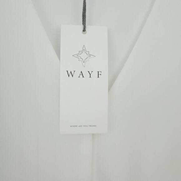 NEW WAYF Semisheer Blouse XL White Long Sleeve, Front Tie Boho Career Casual - Picture 7 of 7